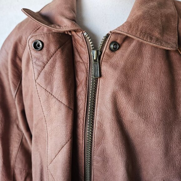 Vintage 80s Wilson’s Leather Adventure Bound Longline Brown Trench Jacket Small - Picture 10 of 14